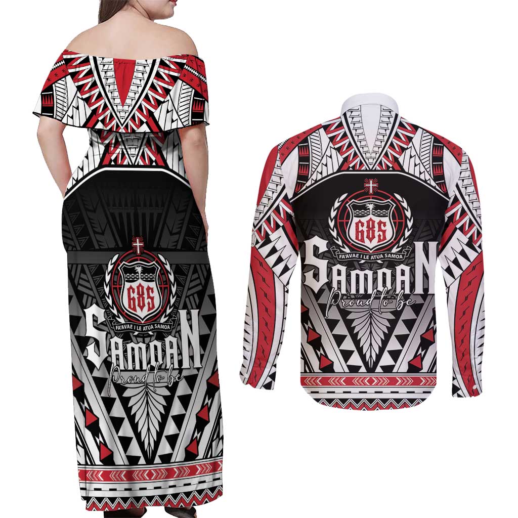 Samoa Independence Day Couples Matching Off Shoulder Maxi Dress and Long Sleeve Button Shirt Proud To Be Samoan