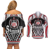 Samoa Independence Day Couples Matching Off Shoulder Short Dress and Long Sleeve Button Shirt Proud To Be Samoan