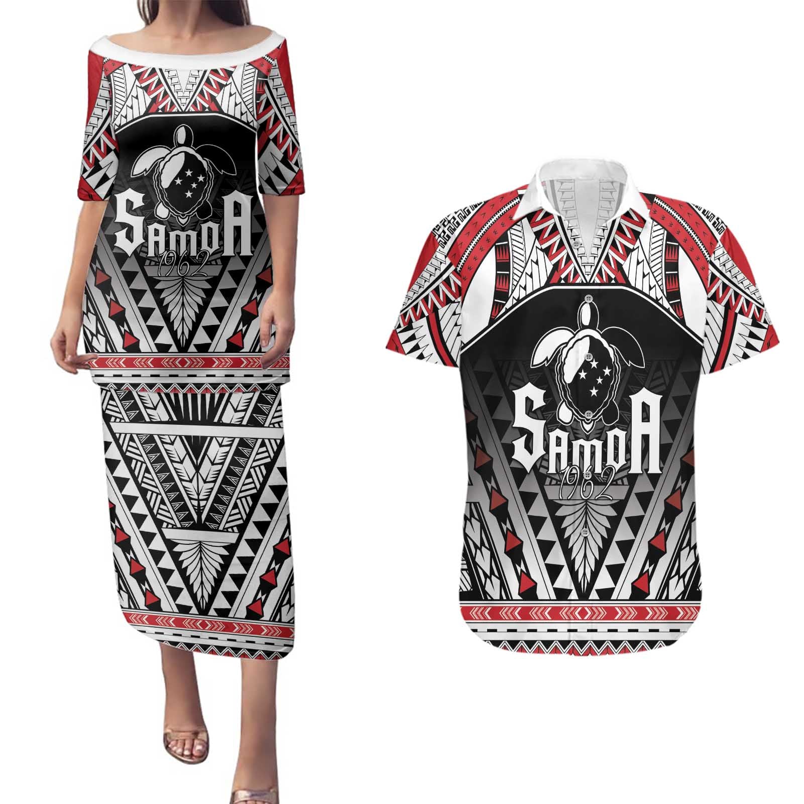 Samoa Independence Day Couples Matching Puletasi and Hawaiian Shirt Proud To Be Samoan