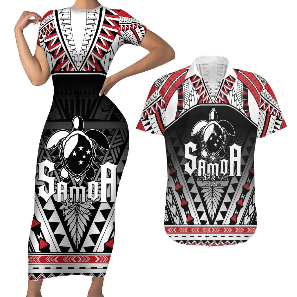 Samoa Independence Day Couples Matching Short Sleeve Bodycon Dress and Hawaiian Shirt Proud To Be Samoan