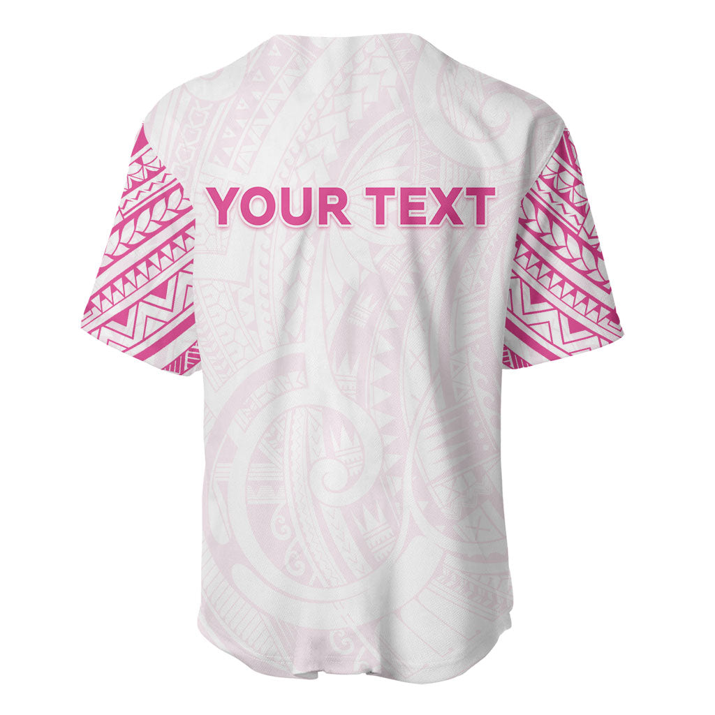 Personalised New Zealand Aotearoa Baseball Jersey Nurse Tribal Pink Version