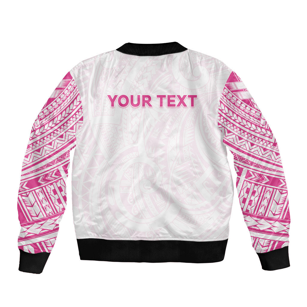 Personalised New Zealand Aotearoa Bomber Jacket Nurse Tribal Pink Version