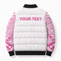 Personalised New Zealand Aotearoa Bomber Puffer Jacket Nurse Tribal Pink Version