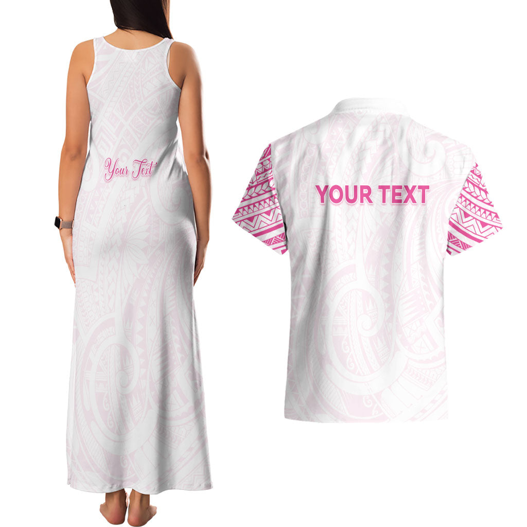 Personalised New Zealand Aotearoa Couples Matching Tank Maxi Dress and Hawaiian Shirt Nurse Tribal Pink Version LT05 - Polynesian Pride