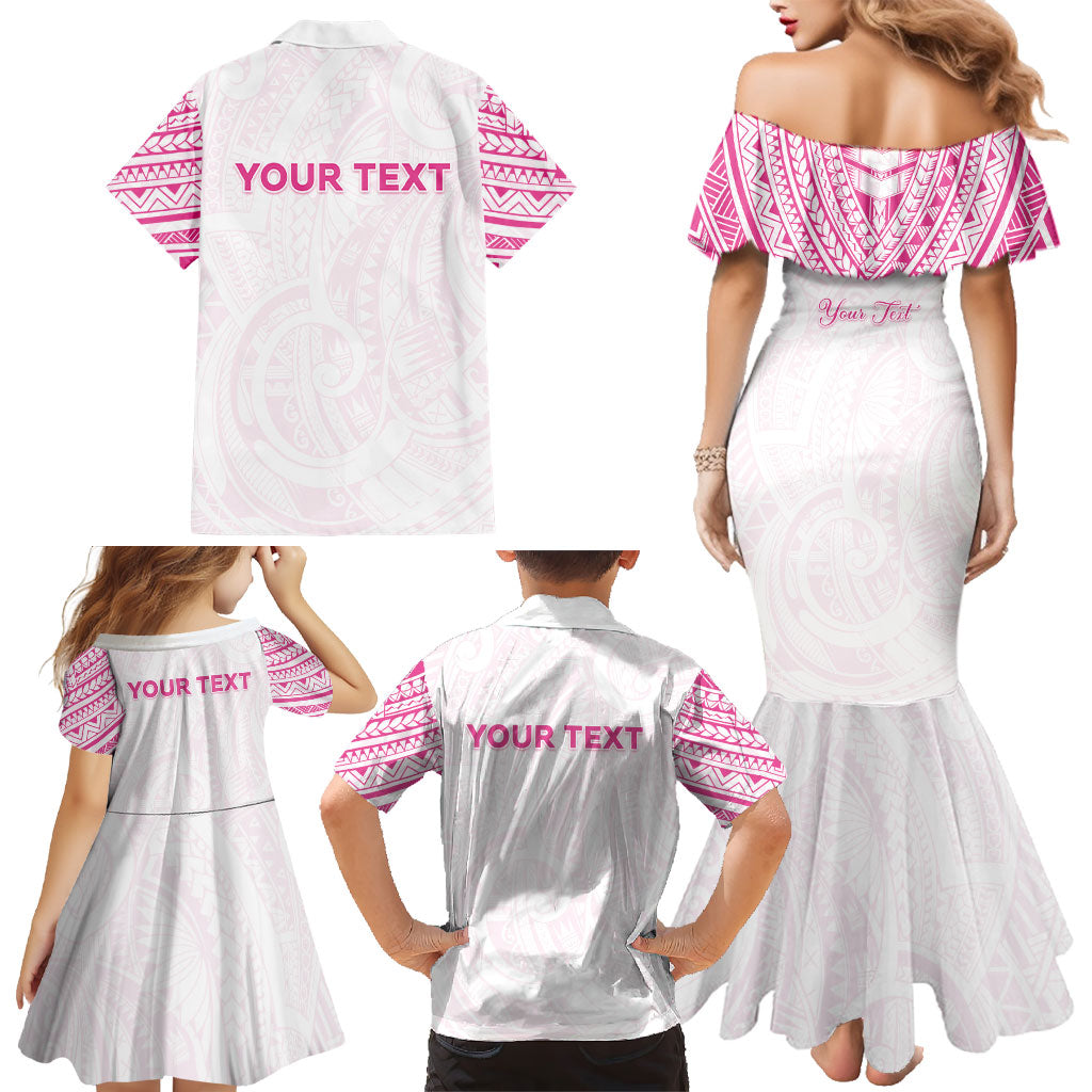 Personalised New Zealand Aotearoa Family Matching Mermaid Dress and Hawaiian Shirt Nurse Tribal Pink Version LT05 - Polynesian Pride