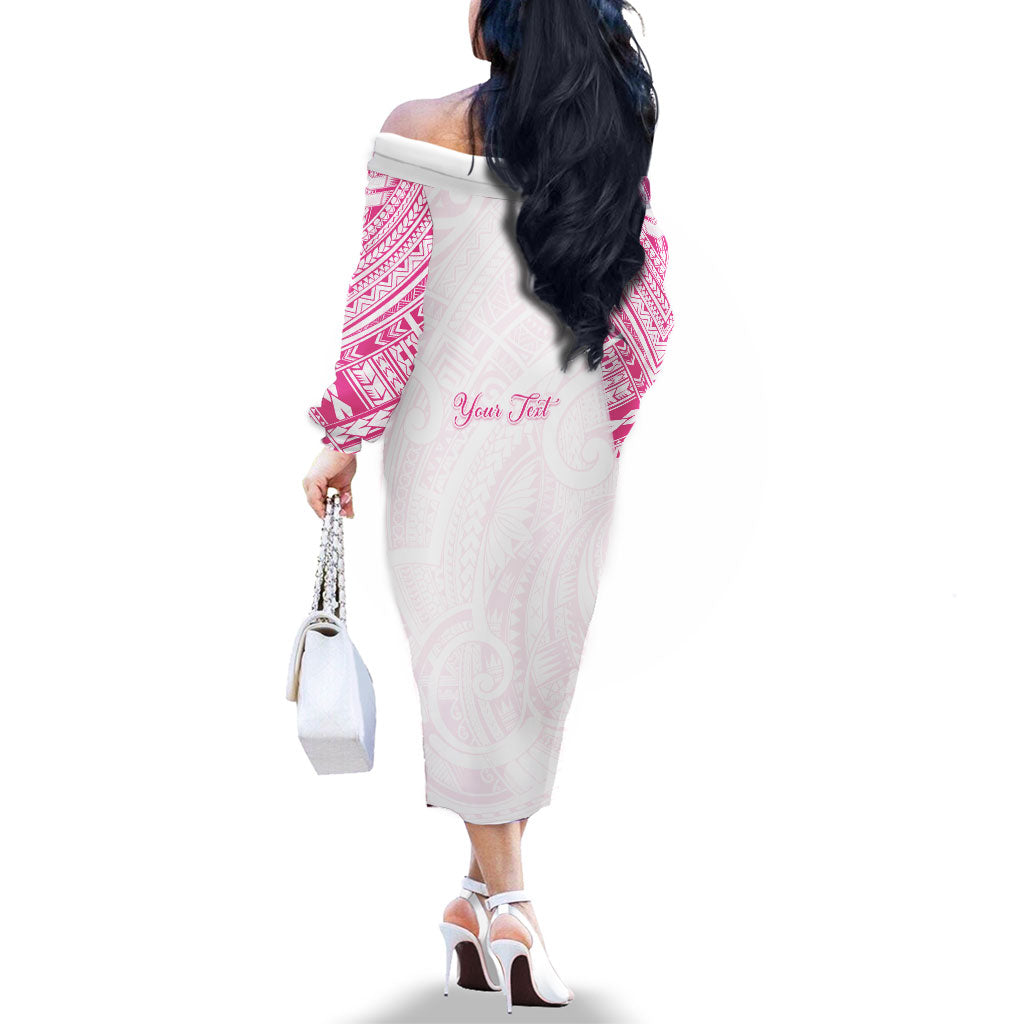 Personalised New Zealand Aotearoa Family Matching Off The Shoulder Long Sleeve Dress and Hawaiian Shirt Nurse Tribal Pink Version LT05 - Polynesian Pride