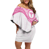 Personalised New Zealand Aotearoa Family Matching Off Shoulder Short Dress and Hawaiian Shirt Nurse Tribal Pink Version LT05 Mom's Dress Pink - Polynesian Pride