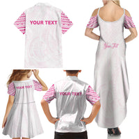 Personalised New Zealand Aotearoa Family Matching Summer Maxi Dress and Hawaiian Shirt Nurse Tribal Pink Version LT05 - Polynesian Pride