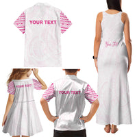 Personalised New Zealand Aotearoa Family Matching Tank Maxi Dress and Hawaiian Shirt Nurse Tribal Pink Version LT05 - Polynesian Pride