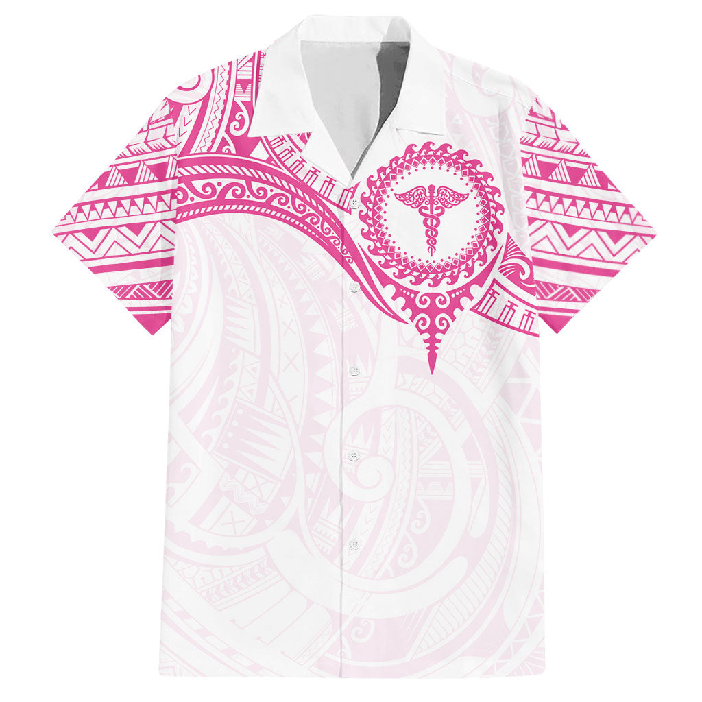 Personalised New Zealand Aotearoa Hawaiian Shirt Nurse Tribal Pink Version