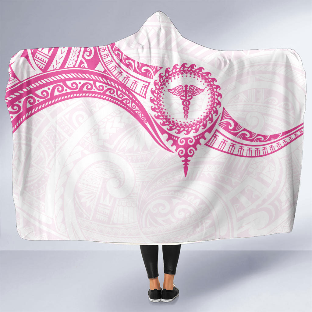 New Zealand Aotearoa Hooded Blanket Nurse Tribal Pink Version