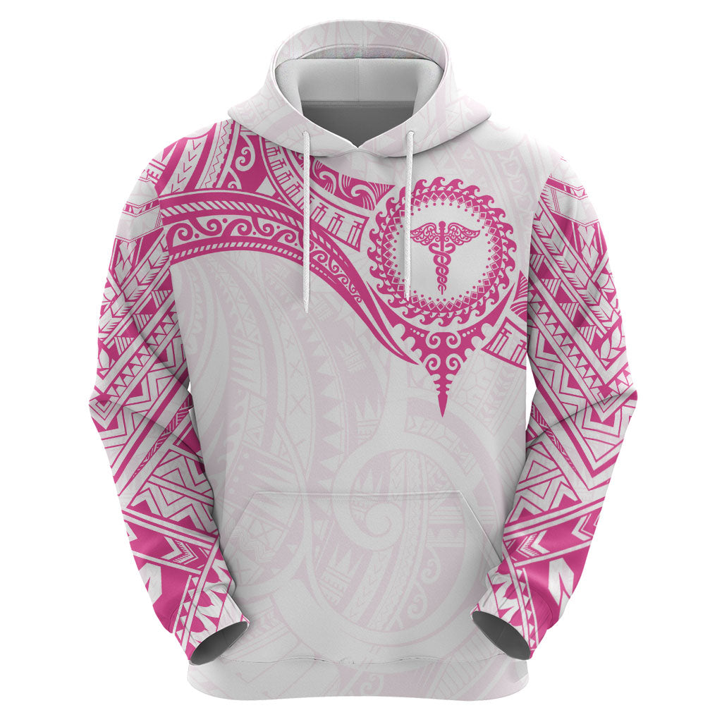 Personalised New Zealand Aotearoa Hoodie Nurse Tribal Pink Version
