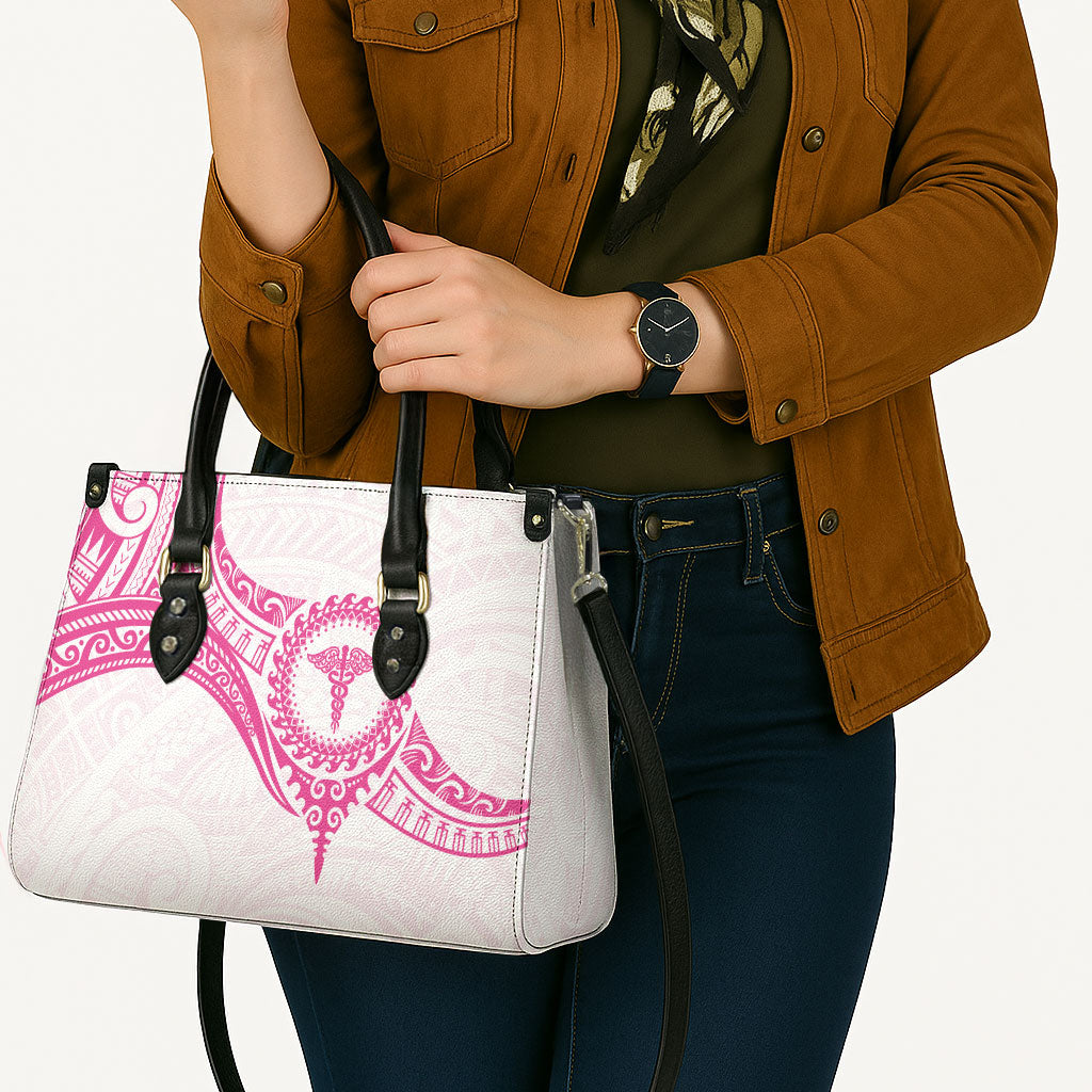New Zealand Aotearoa Leather Bag Nurse Tribal Pink Version
