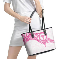 New Zealand Aotearoa Leather Tote Bag Nurse Tribal Pink Version