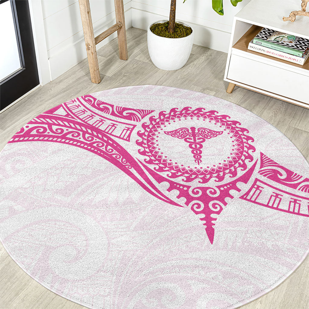 New Zealand Aotearoa Round Carpet Nurse Tribal Pink Version