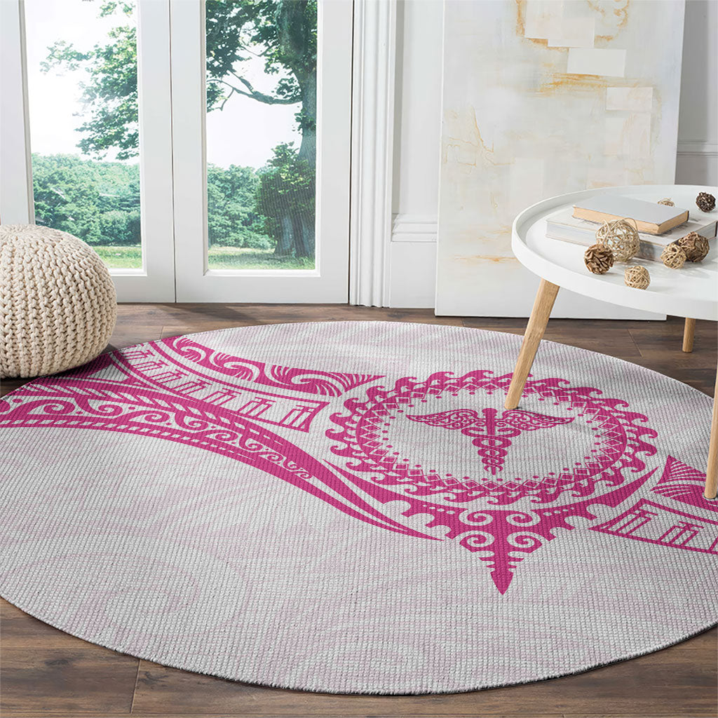 New Zealand Aotearoa Round Carpet Nurse Tribal Pink Version