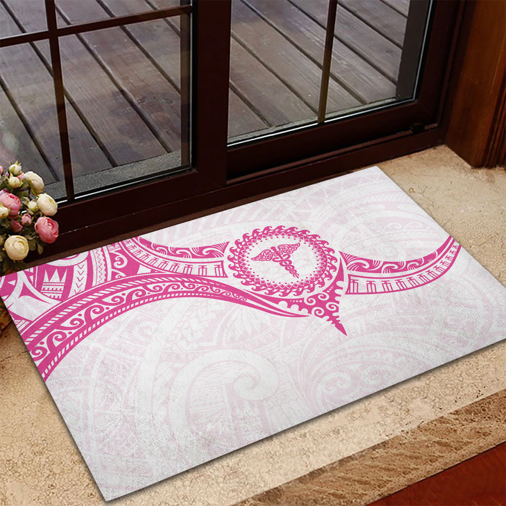 New Zealand Aotearoa Rubber Doormat Nurse Tribal Pink Version