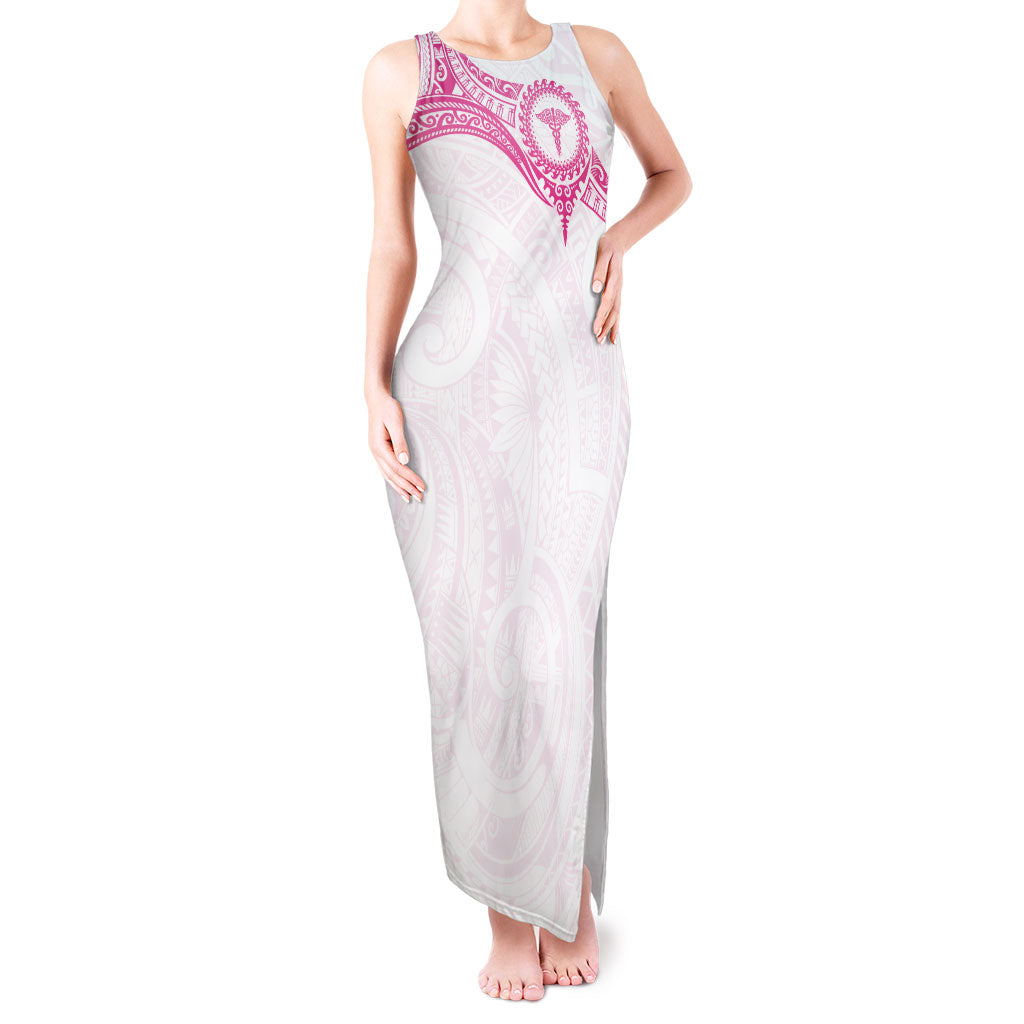 Personalised New Zealand Aotearoa Tank Maxi Dress Nurse Tribal Pink Version