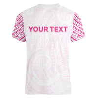Personalised New Zealand Aotearoa Women V-Neck T-Shirt Nurse Tribal Pink Version LT05 - Polynesian Pride