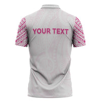 Personalised New Zealand Aotearoa Zipper Polo Shirt Nurse Tribal Pink Version LT05 - Polynesian Pride