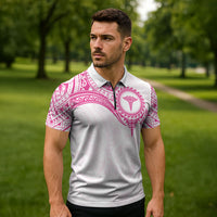 Personalised New Zealand Aotearoa Zipper Polo Shirt Nurse Tribal Pink Version LT05 - Polynesian Pride