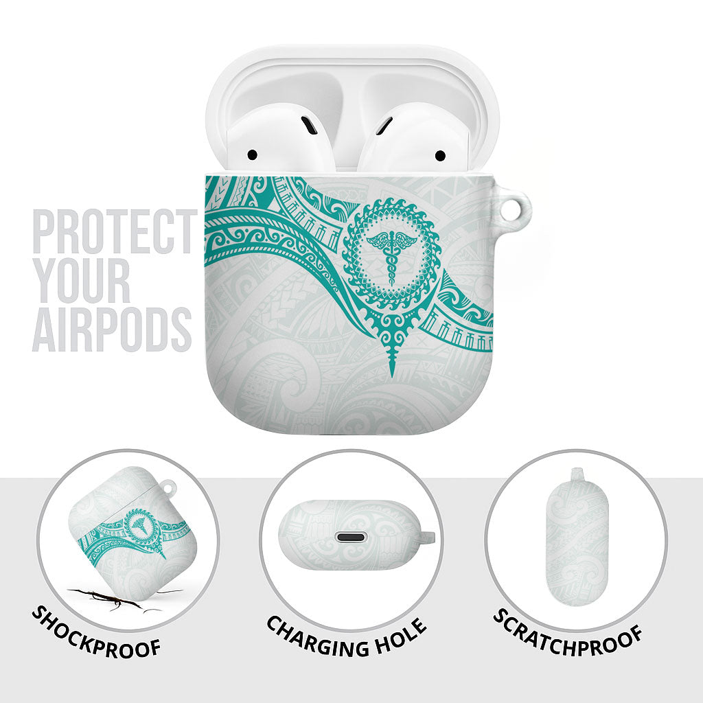 New Zealand Aotearoa AirPods Case Nurse Tribal Teal Version