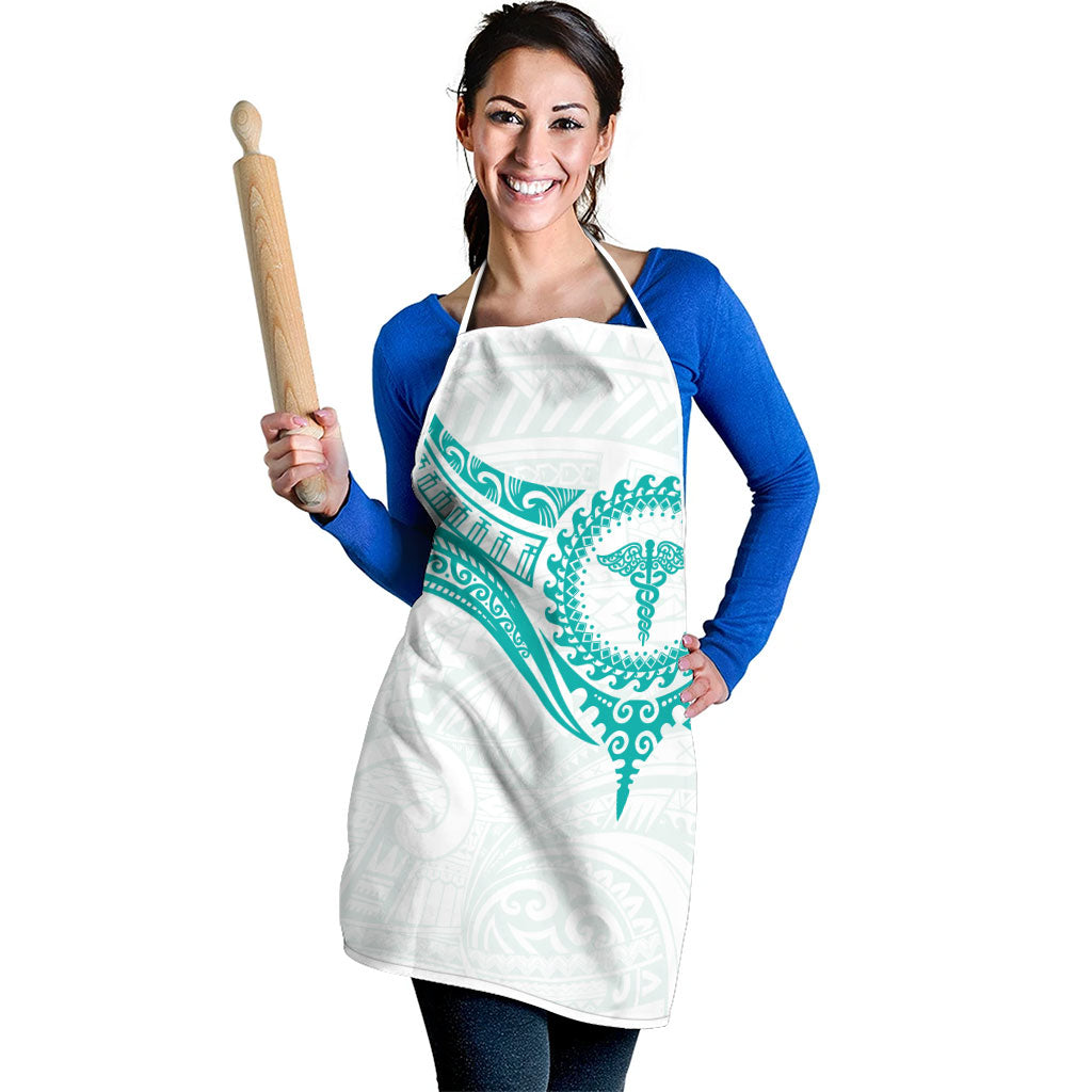New Zealand Aotearoa Apron Nurse Tribal Teal Version