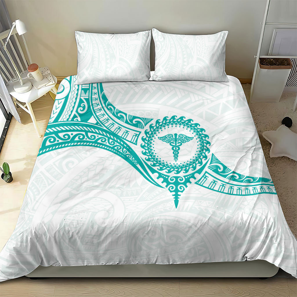 New Zealand Aotearoa Bedding Set Nurse Tribal Teal Version