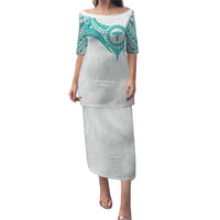 Personalised New Zealand Aotearoa Family Matching Puletasi and Hawaiian Shirt Nurse Tribal Teal Version LT05 Mom's Dress Teal - Polynesian Pride
