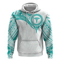 Personalised New Zealand Aotearoa Hoodie Nurse Tribal Teal Version