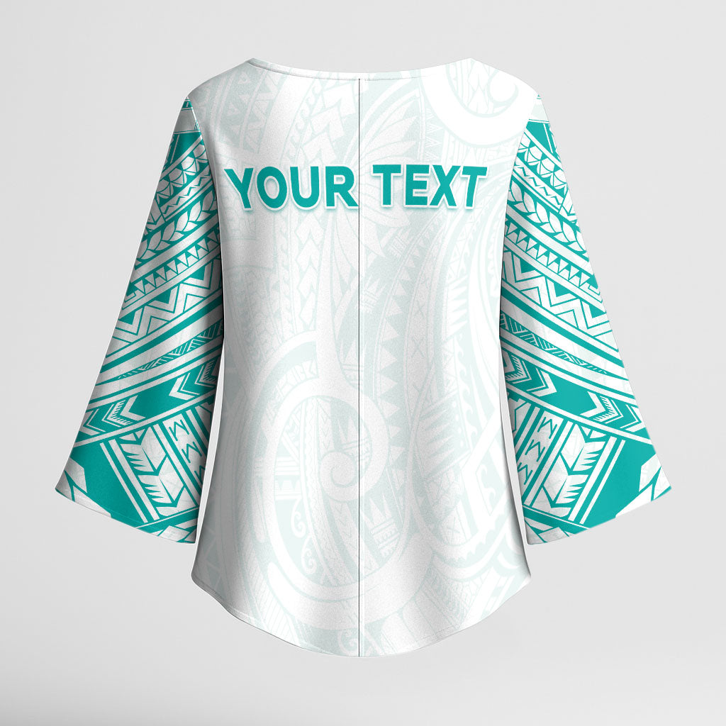 Personalised New Zealand Aotearoa Kimono Sleeve Blouse Nurse Tribal Teal Version