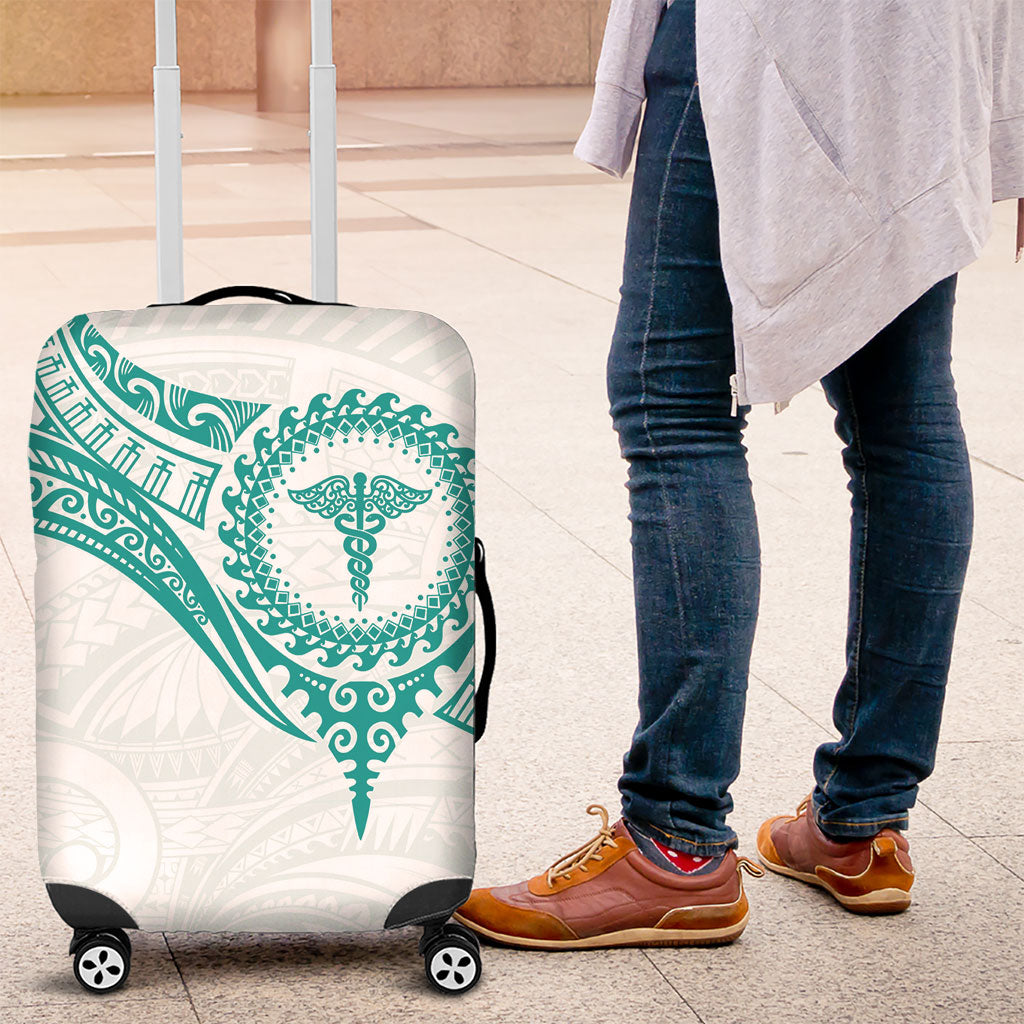 New Zealand Aotearoa Luggage Cover Nurse Tribal Teal Version