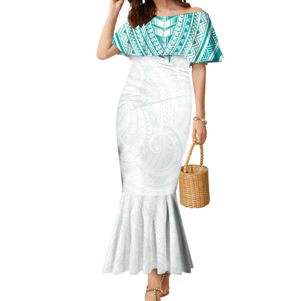 Personalised New Zealand Aotearoa Mermaid Dress Nurse Tribal Teal Version