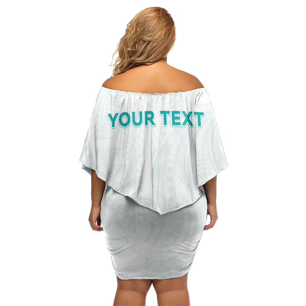 Personalised New Zealand Aotearoa Off Shoulder Short Dress Nurse Tribal Teal Version