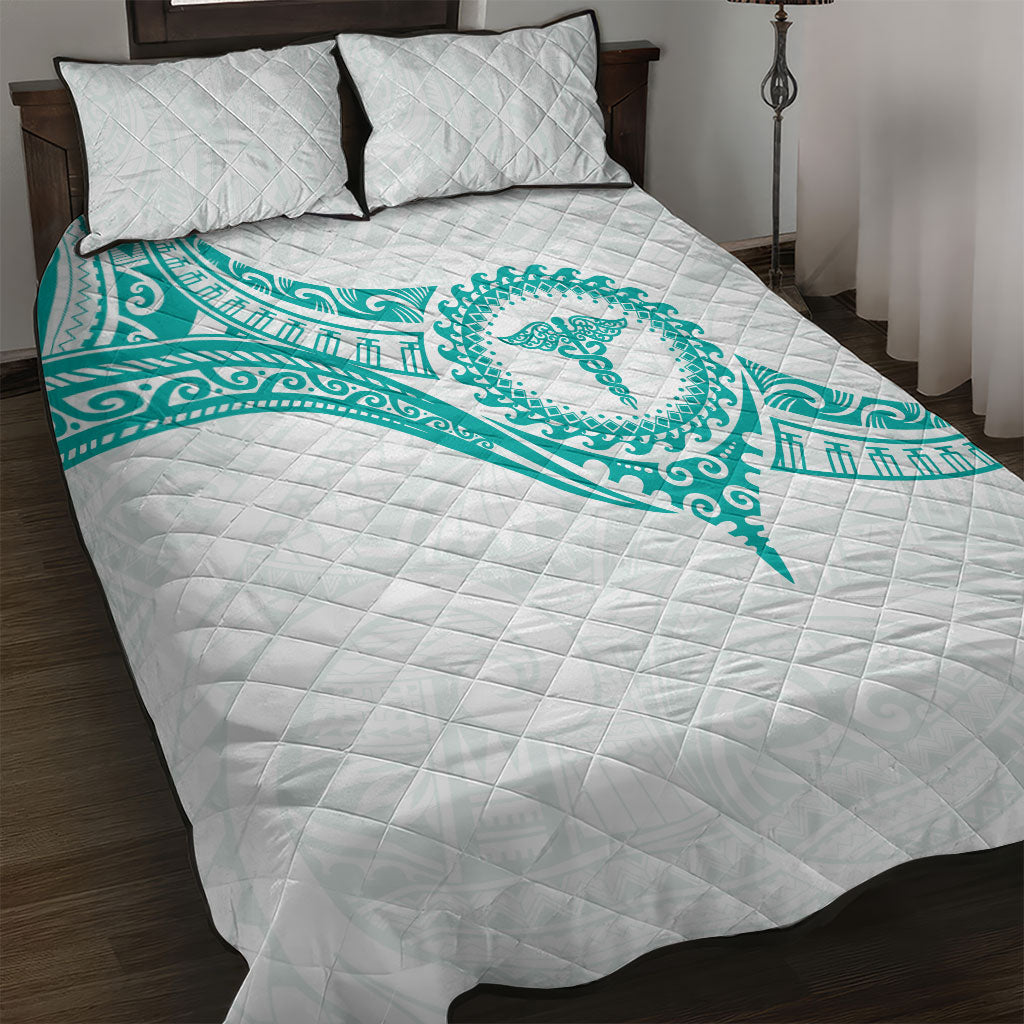 New Zealand Aotearoa Quilt Bed Set Nurse Tribal Teal Version