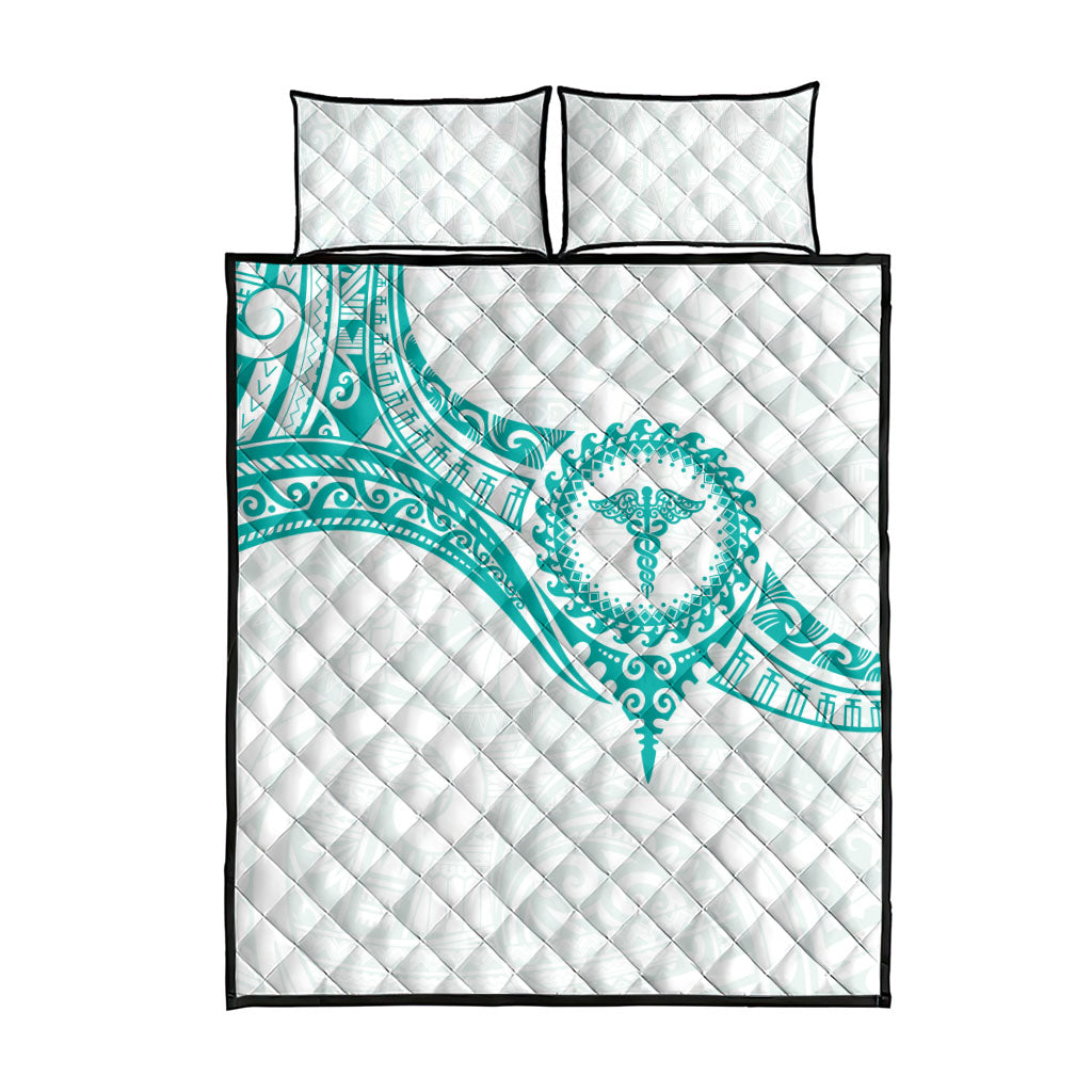 New Zealand Aotearoa Quilt Bed Set Nurse Tribal Teal Version