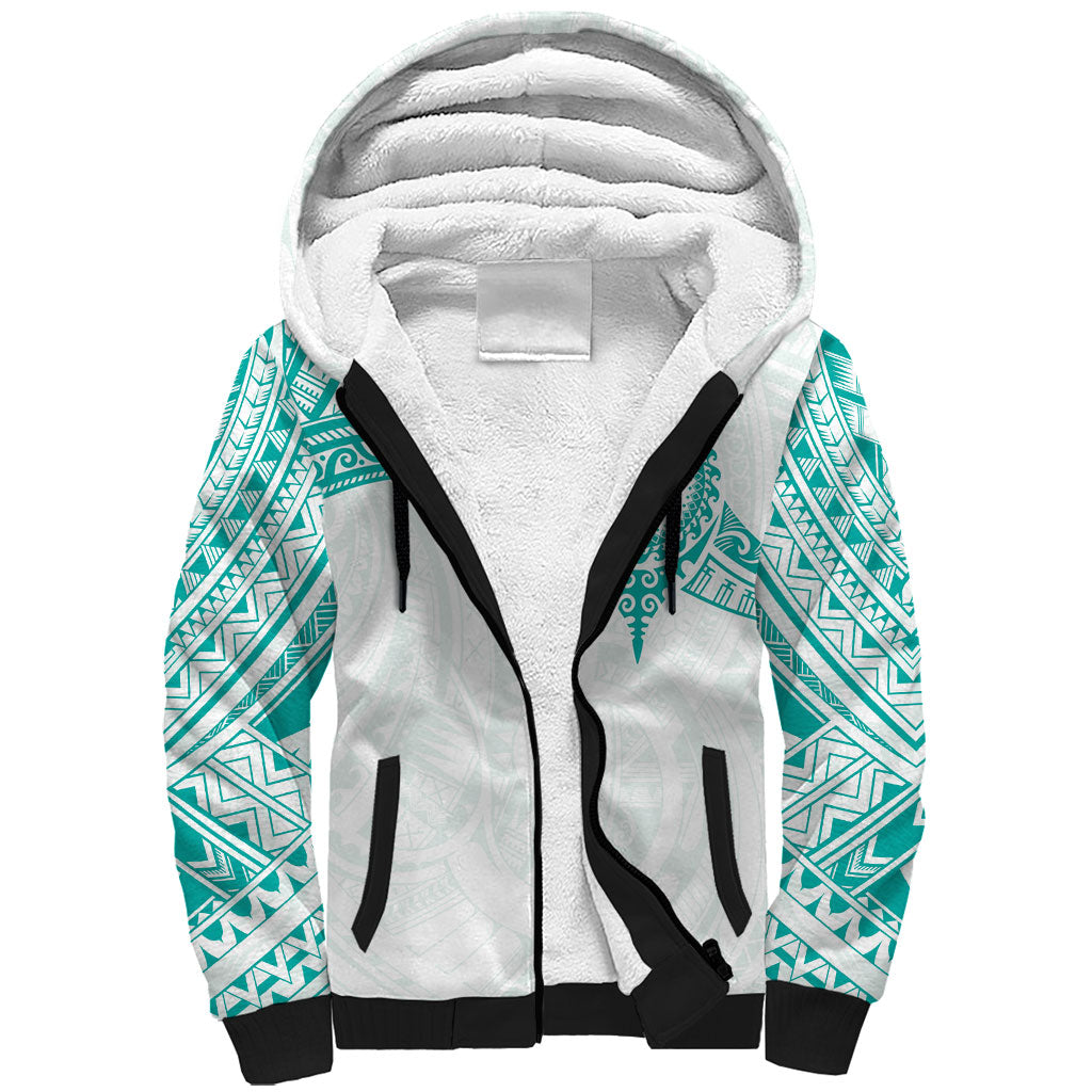 Personalised New Zealand Aotearoa Sherpa Hoodie Nurse Tribal Teal Version