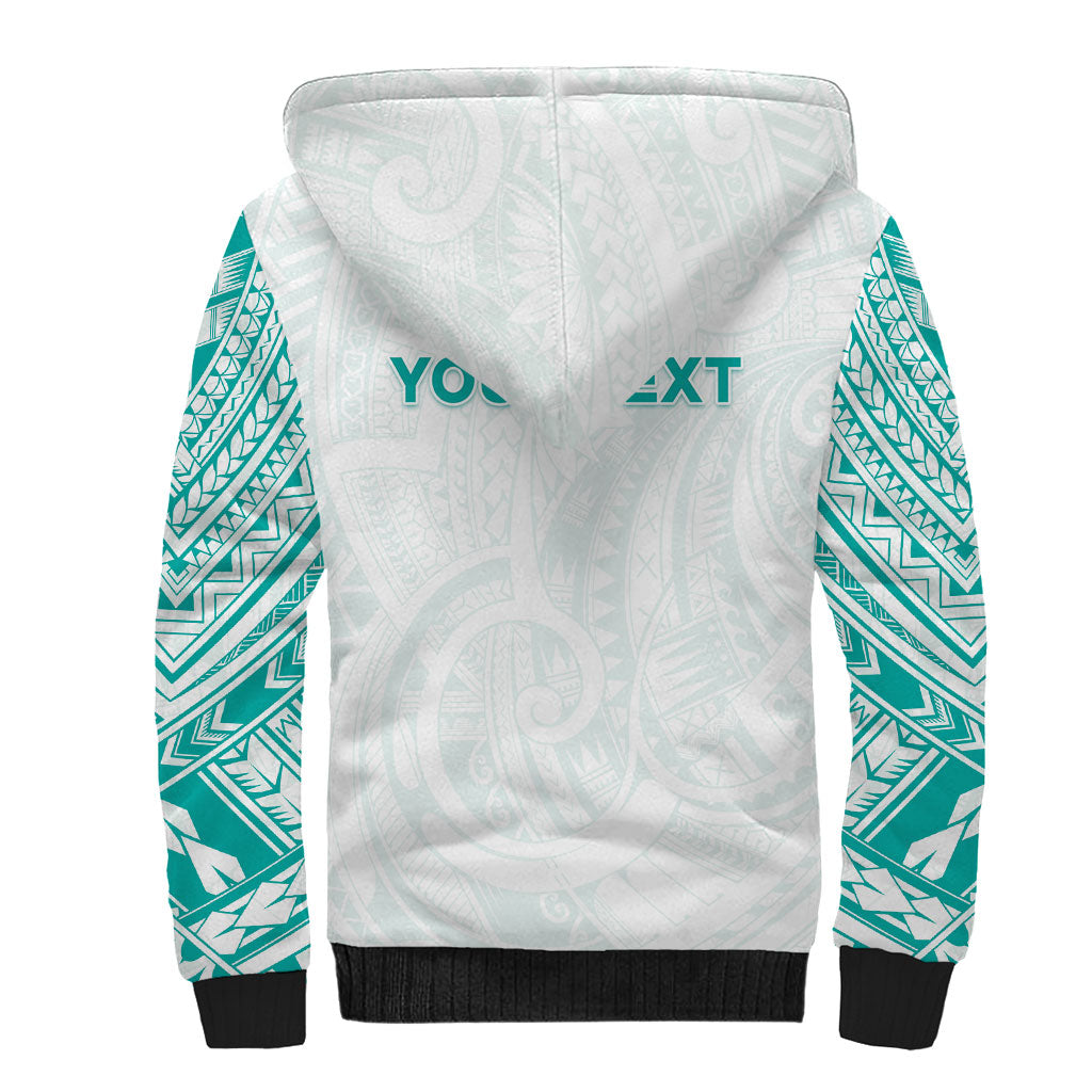 Personalised New Zealand Aotearoa Sherpa Hoodie Nurse Tribal Teal Version