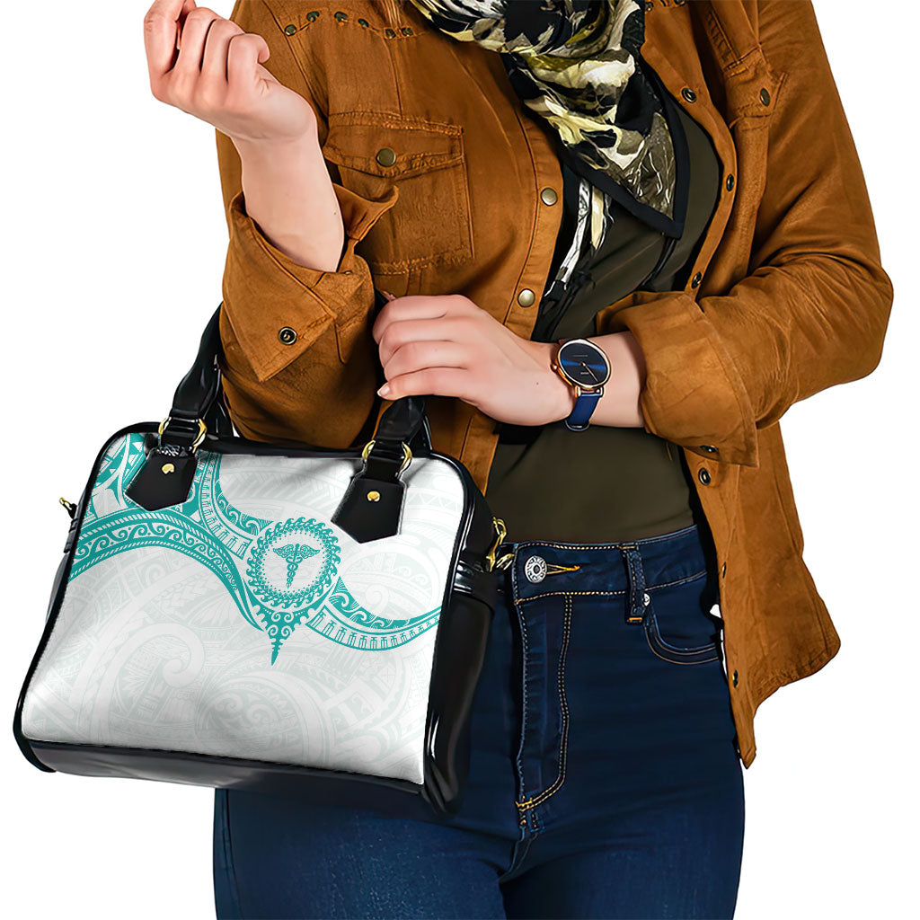 New Zealand Aotearoa Shoulder Handbag Nurse Tribal Teal Version