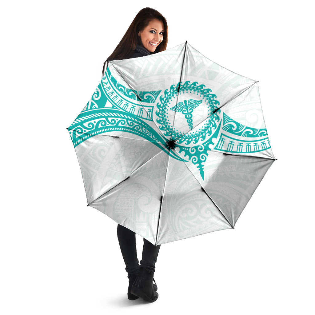 New Zealand Aotearoa Umbrella Nurse Tribal Teal Version