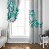 New Zealand Aotearoa Window Curtain Nurse Tribal Teal Version
