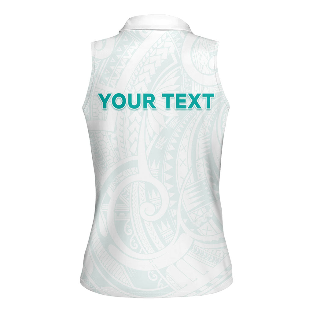 Personalised New Zealand Aotearoa Women Sleeveless Polo Shirt Nurse Tribal Teal Version LT05 - Polynesian Pride