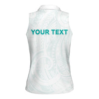 Personalised New Zealand Aotearoa Women Sleeveless Polo Shirt Nurse Tribal Teal Version LT05 - Polynesian Pride