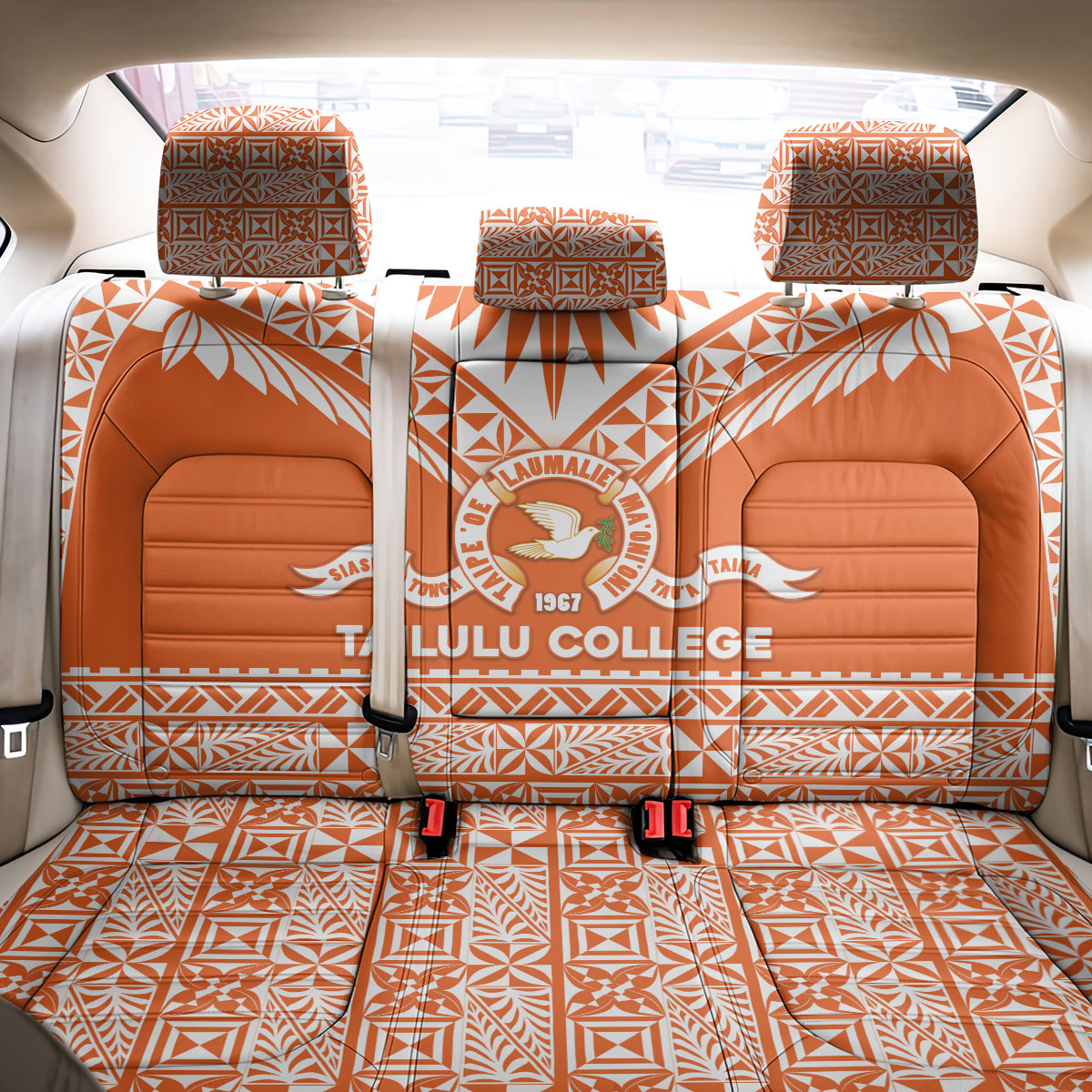 Tonga Tailulu College Back Car Seat Cover Tongan Kupesi Pattern