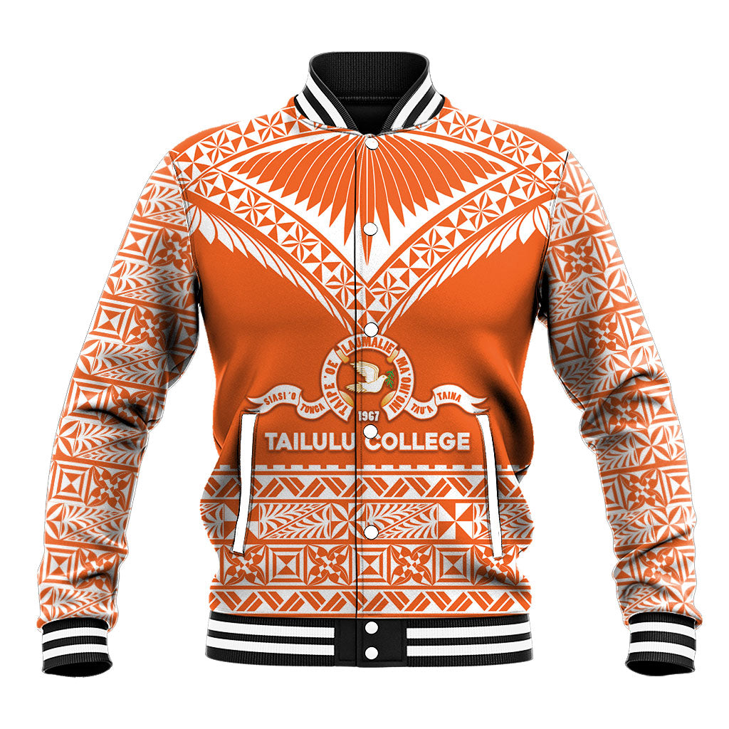 Personalised Tonga Tailulu College Baseball Jacket Tongan Kupesi Pattern