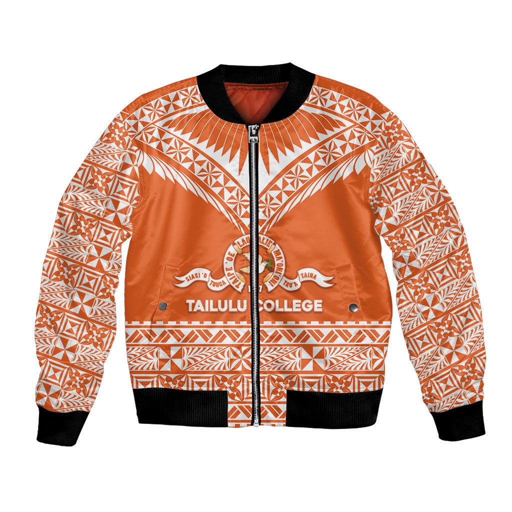 Personalised Tonga Tailulu College Bomber Jacket Tongan Kupesi Pattern