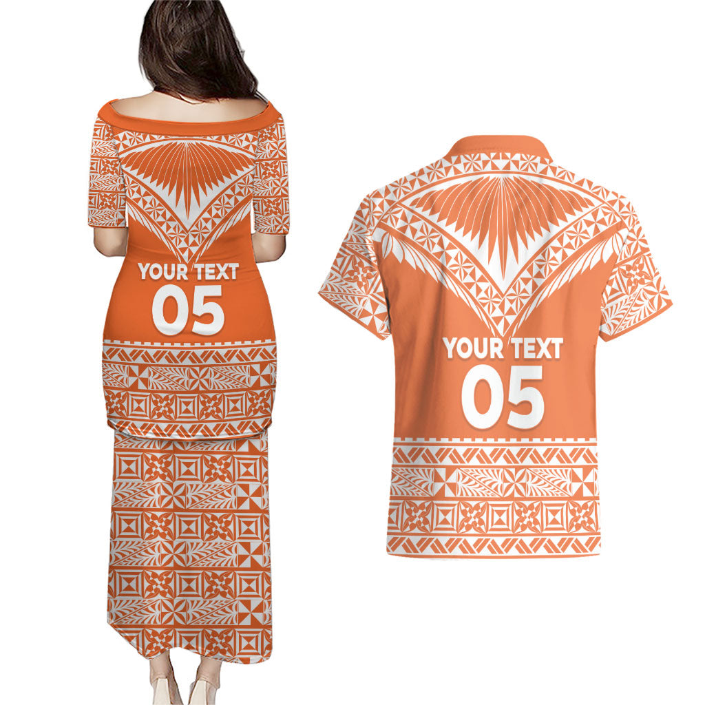 Personalised Tonga Tailulu College Couples Matching Puletasi and Hawaiian Shirt Tongan Kupesi Pattern