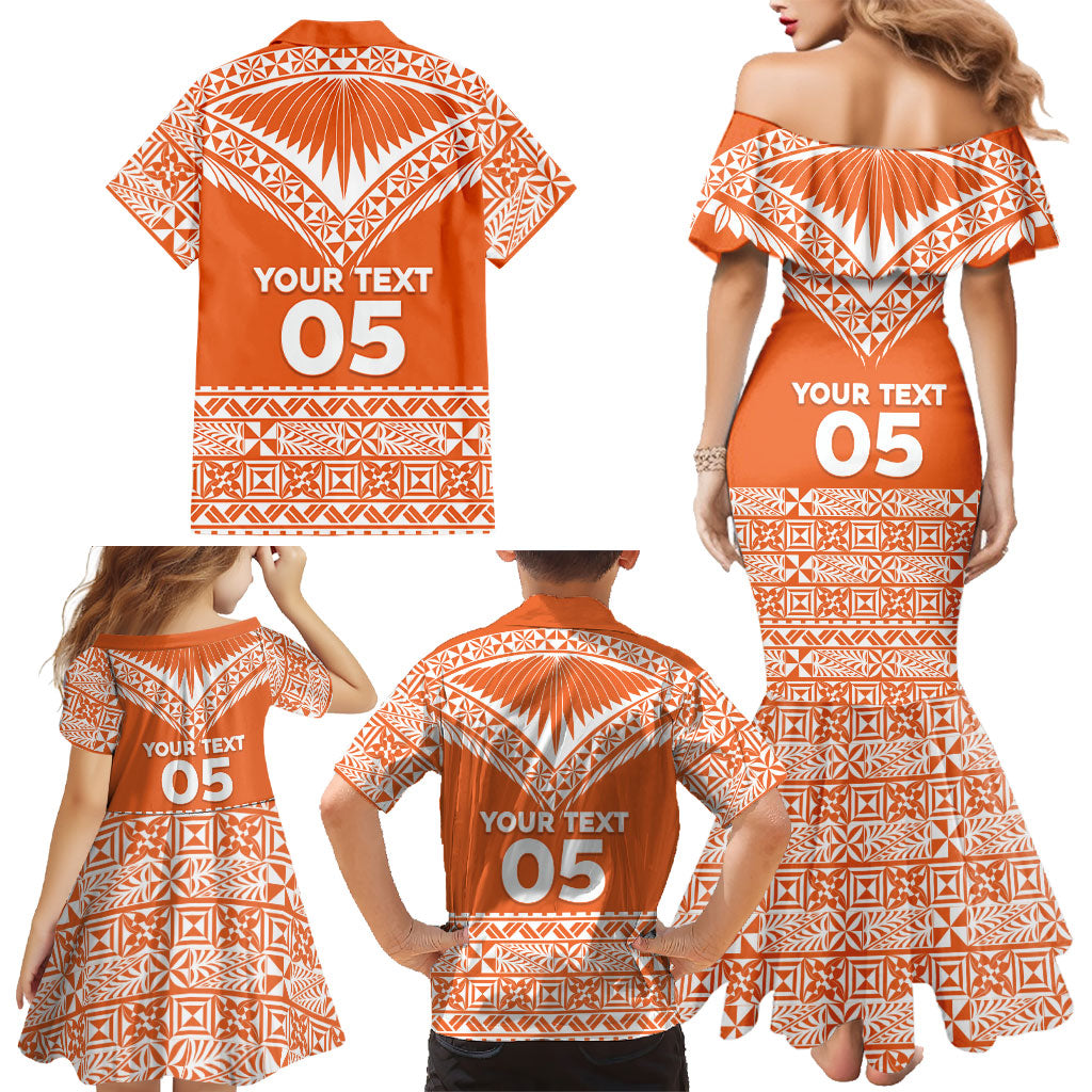 Personalised Tonga Tailulu College Family Matching Mermaid Dress and Hawaiian Shirt Tongan Kupesi Pattern LT05 - Polynesian Pride