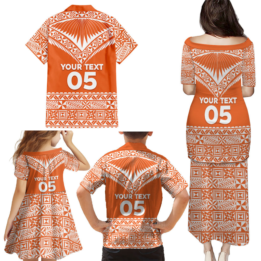 Personalised Tonga Tailulu College Family Matching Puletasi and Hawaiian Shirt Tongan Kupesi Pattern