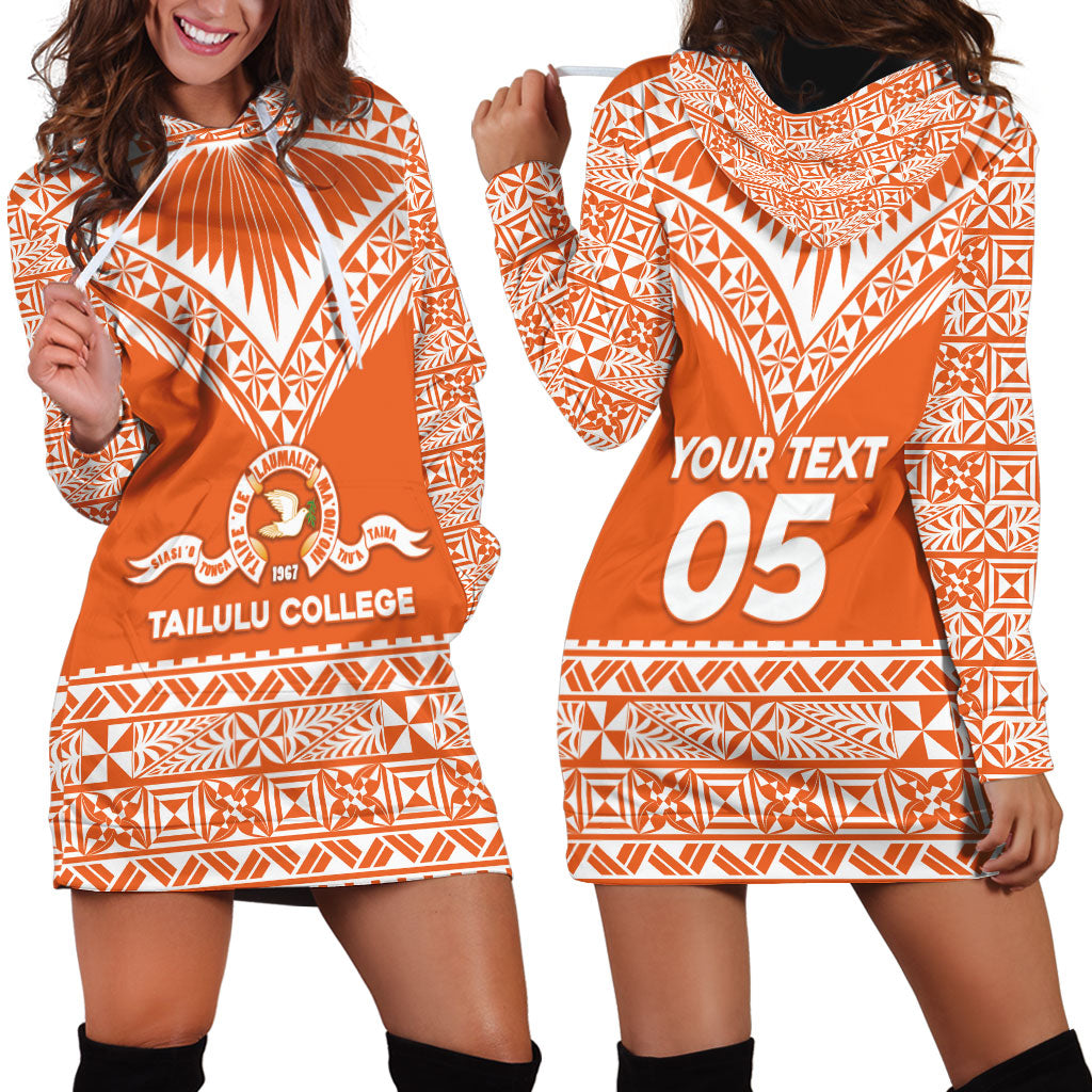 Personalised Tonga Tailulu College Hoodie Dress Tongan Kupesi Pattern